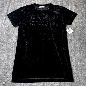 NWT Arizona Jean Co Womens M Black Velvet Mini Dress Short Sleeve Casual $36‎